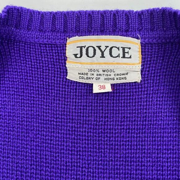 Vintage Joyce Sweater Vest Womens Sz S Purple Wool Open Front 60s 70s‎ Hippie - Picture 3 of 8